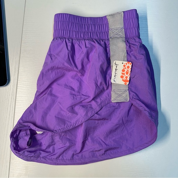 Free People Movement Shorts Womens Large Purple Athletic Nylon Pull On Stripe - Picture 5 of 9